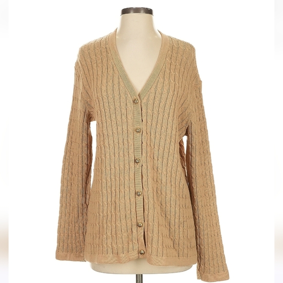 Eagle's Eye Tan Cable Knit Cardigan Sweater Size S - Picture 1 of 8